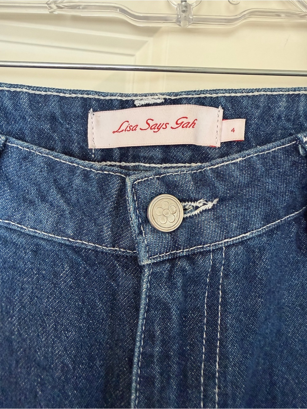 Lisa Says Gah Dark Blue Wide-Leg Utility Jeans - Picture 7 of 7
